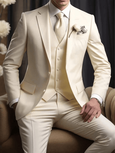 Wedding Men's Ivory Suit Blazer Slim Fit 3 Pcs Jacket Pants Vest Luxury Formal Suit, Drestiny, Suits, Pant Suits, Blazers, Jackets, Vests, Dress Pants, Sets, Pant Sets, S, M, L, XL, XXL, 3XL, 4XL, 5XL, United States, Canada, Australia, New Zealand, United Kingdom, Ivory, Grey, Black, Light Yellow, Light Blue, Avocado Green, Pink, White, Blue, Light Green, Red, Light Pink, Custom Color, men's ivory suit, ivory wedding suit men, men's cream suit, ivory wedding suit men, shopdrestiny.com